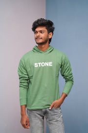 Unisex STONE Printed Hoodie for Men & Women | Oversized Streetwear-Pista green